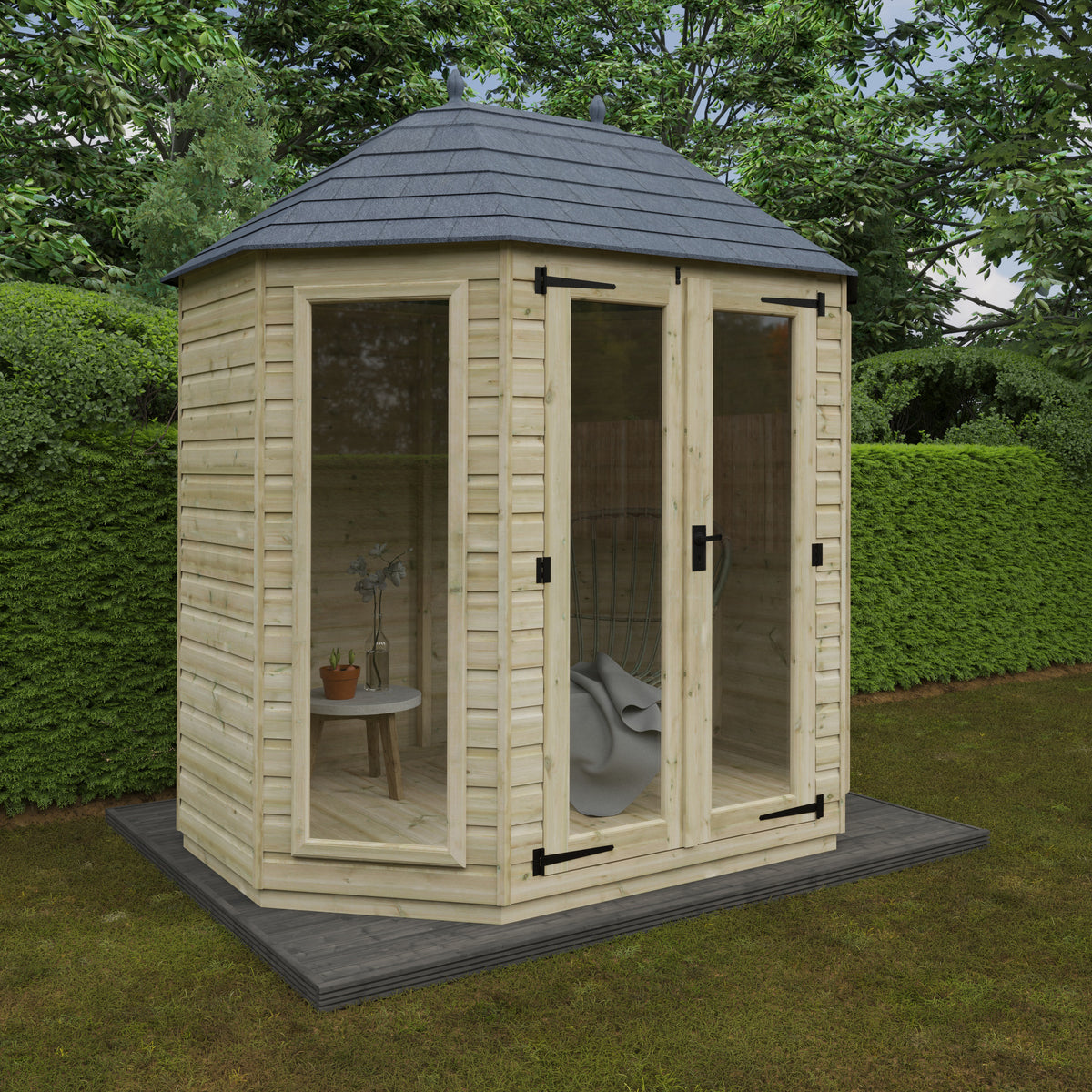 Tanalised Octagonal Full Pane Summerhouse