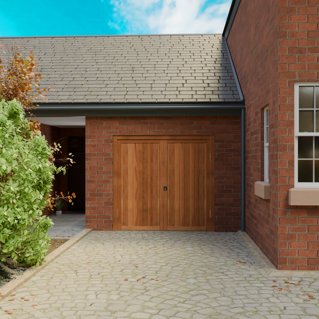 Iroko Solid Garage Door Pair