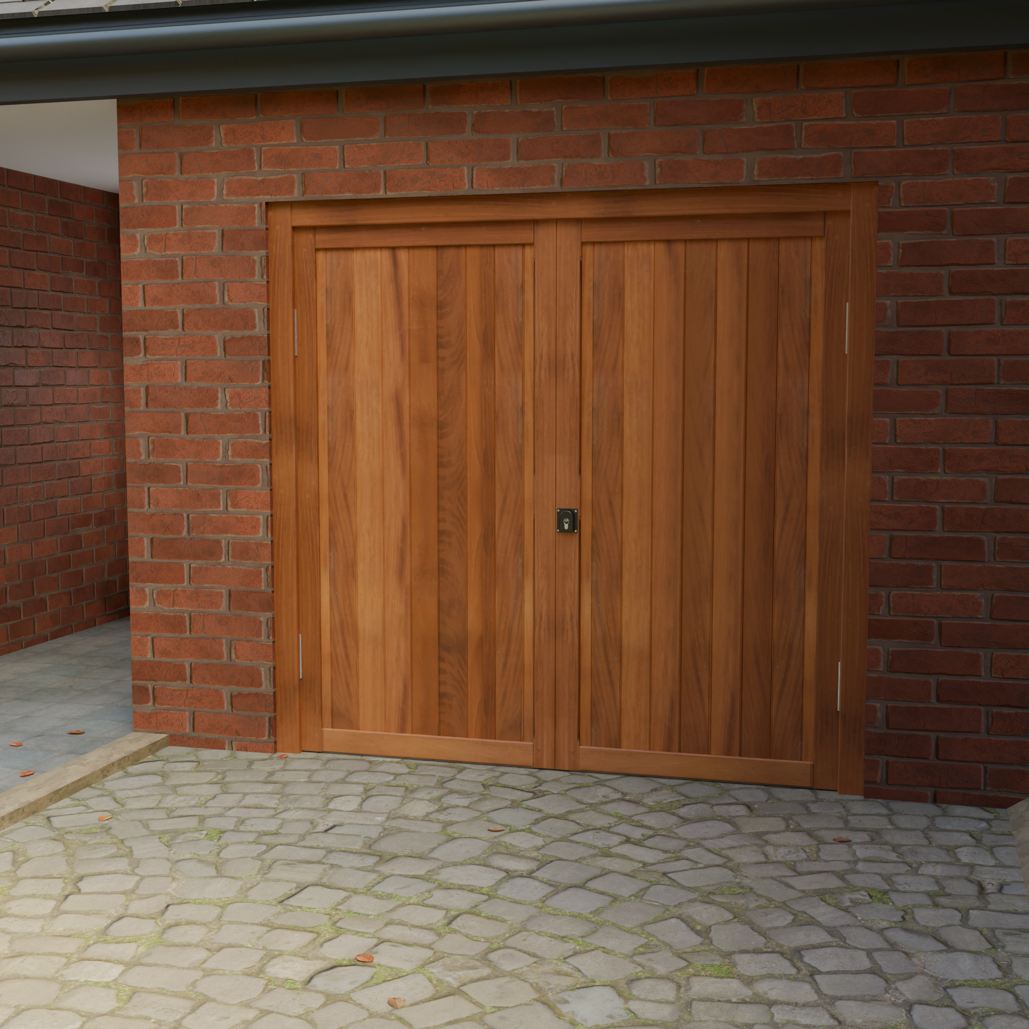 Iroko Solid Garage Door Pair
