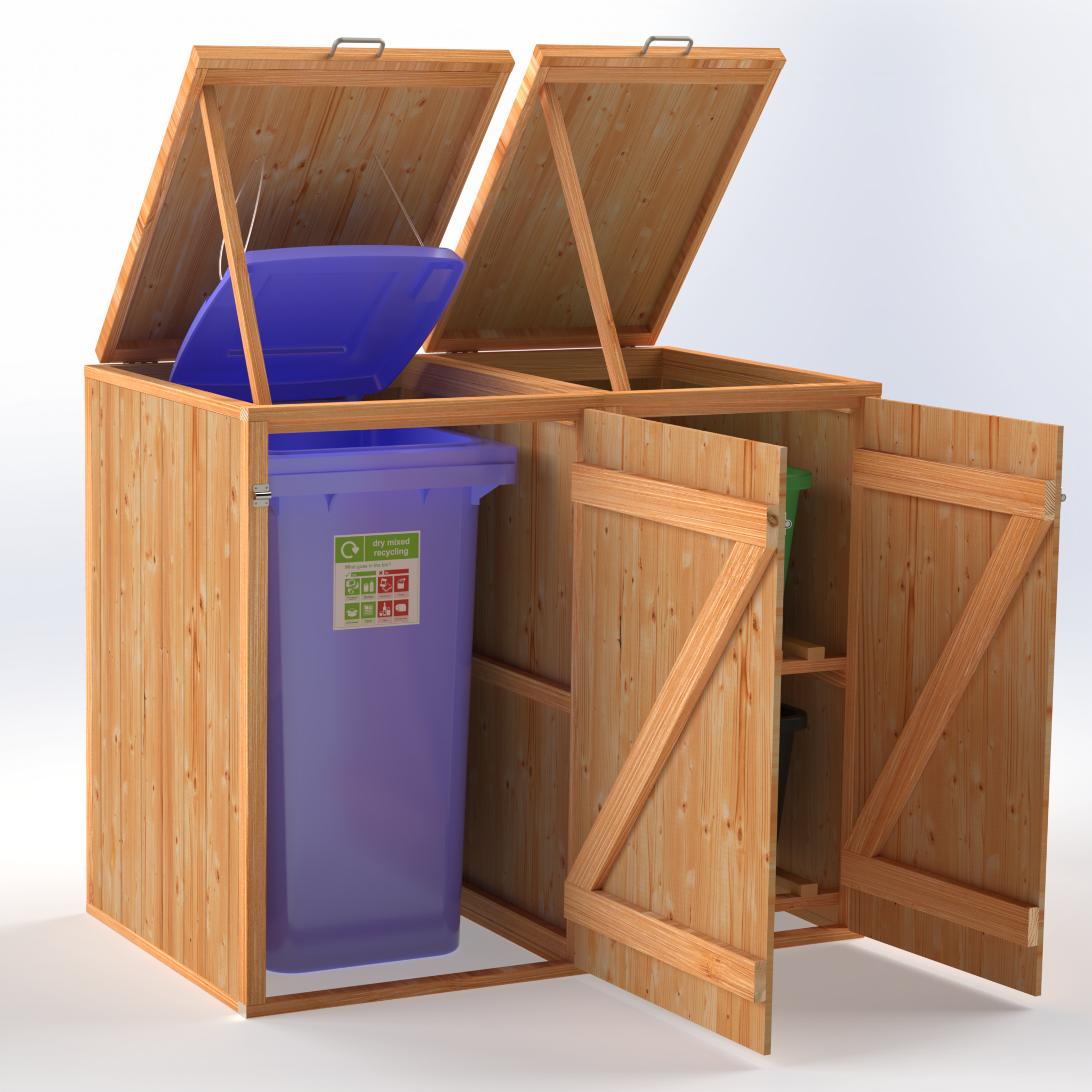 Timber Bin & Recycling Box Store (Fully Assembled)