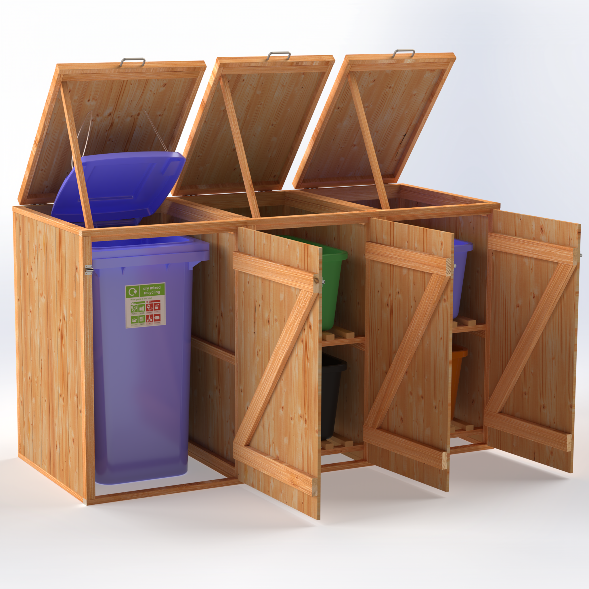 Timber Bin & Recycling Box Store (Fully Assembled)