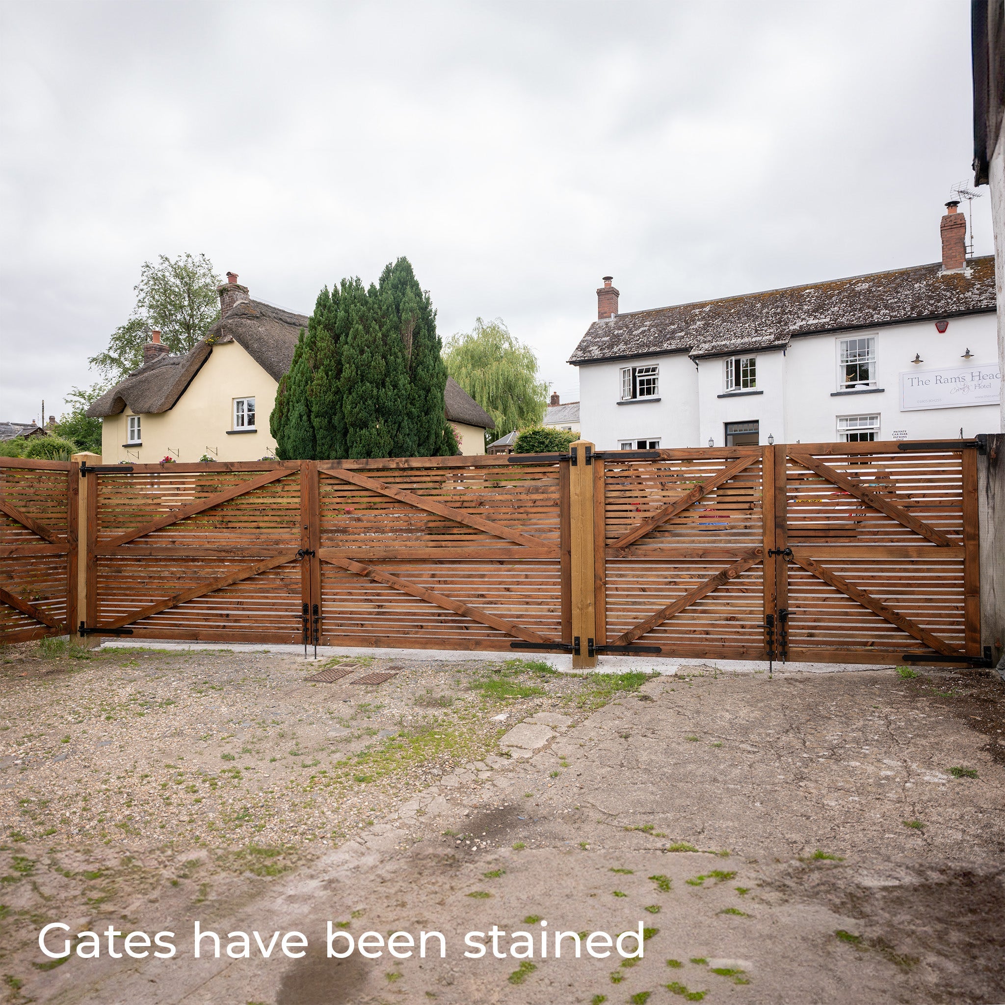 Larch Slatted Gates Pair