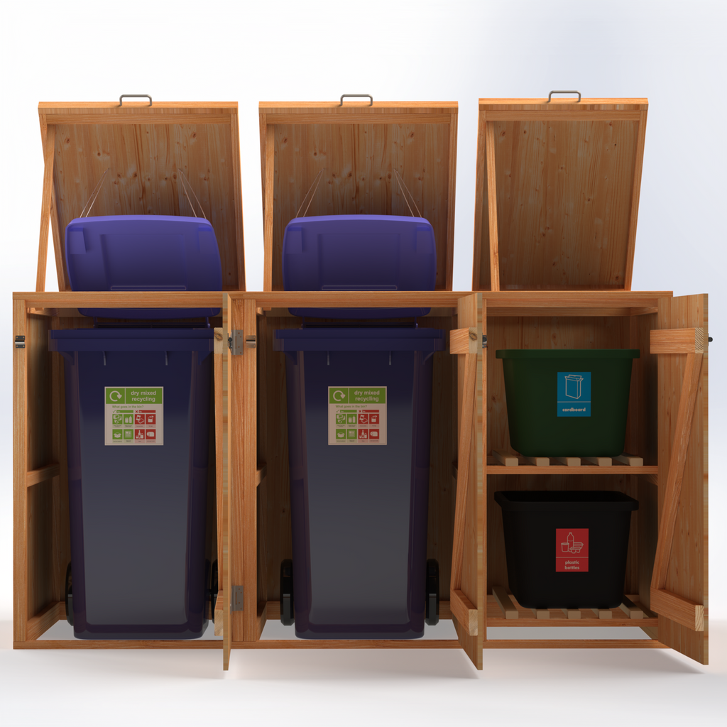 Timber Bin & Recycling Box Store (Fully Assembled)