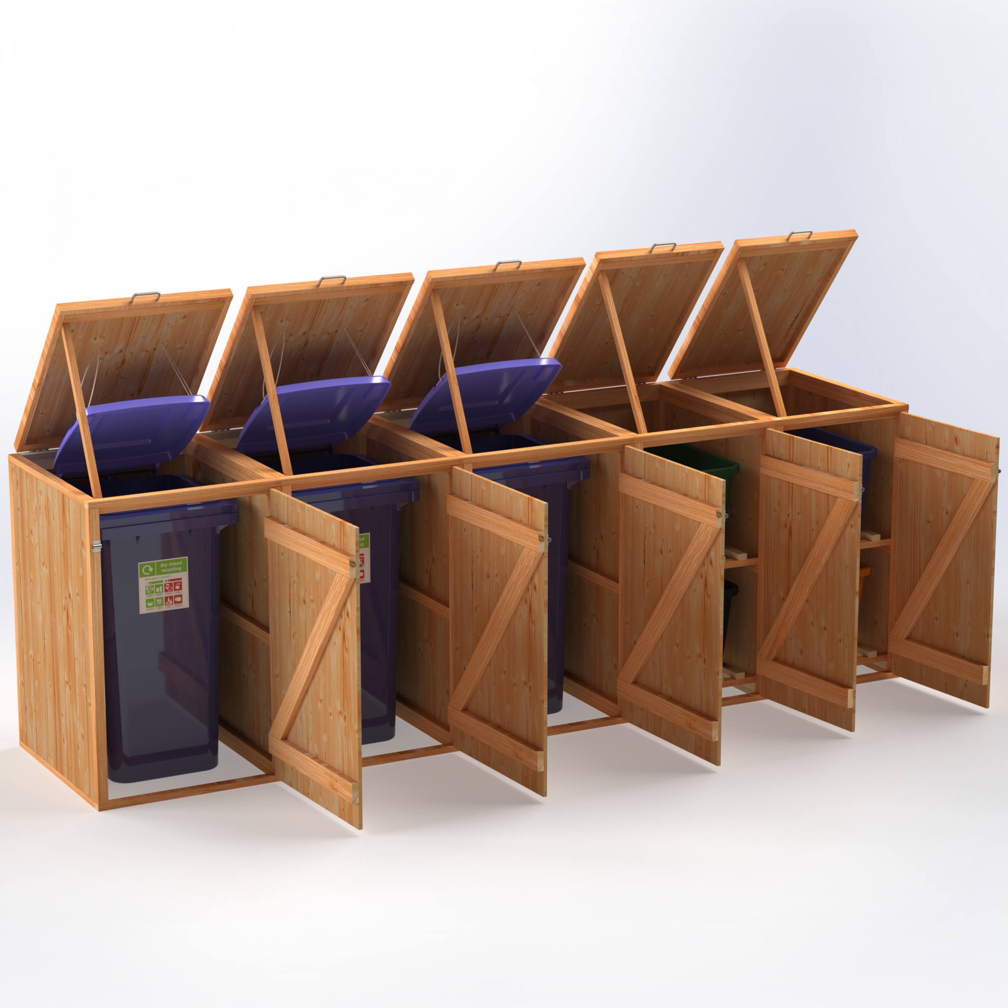 Timber Bin & Recycling Box Store (Fully Assembled)