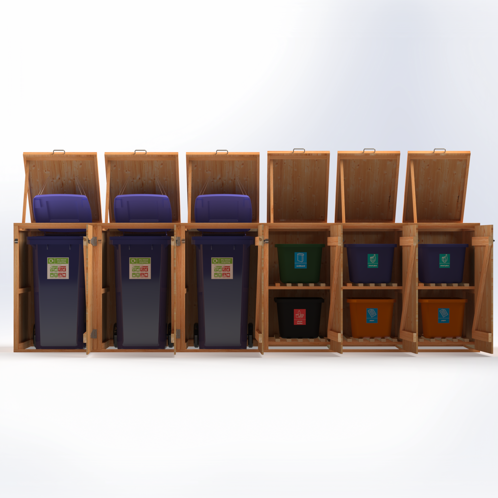 Timber Bin & Recycling Box Store (Fully Assembled)