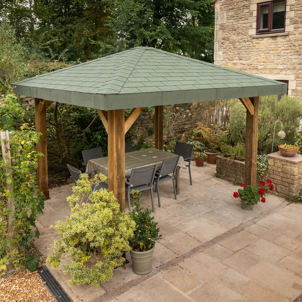 4 Pitch Katepal Green Shingle Roof Wooden Gazebo