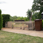 Portable Freestanding Scandinavian Redwood Treated Picket Fence Panel