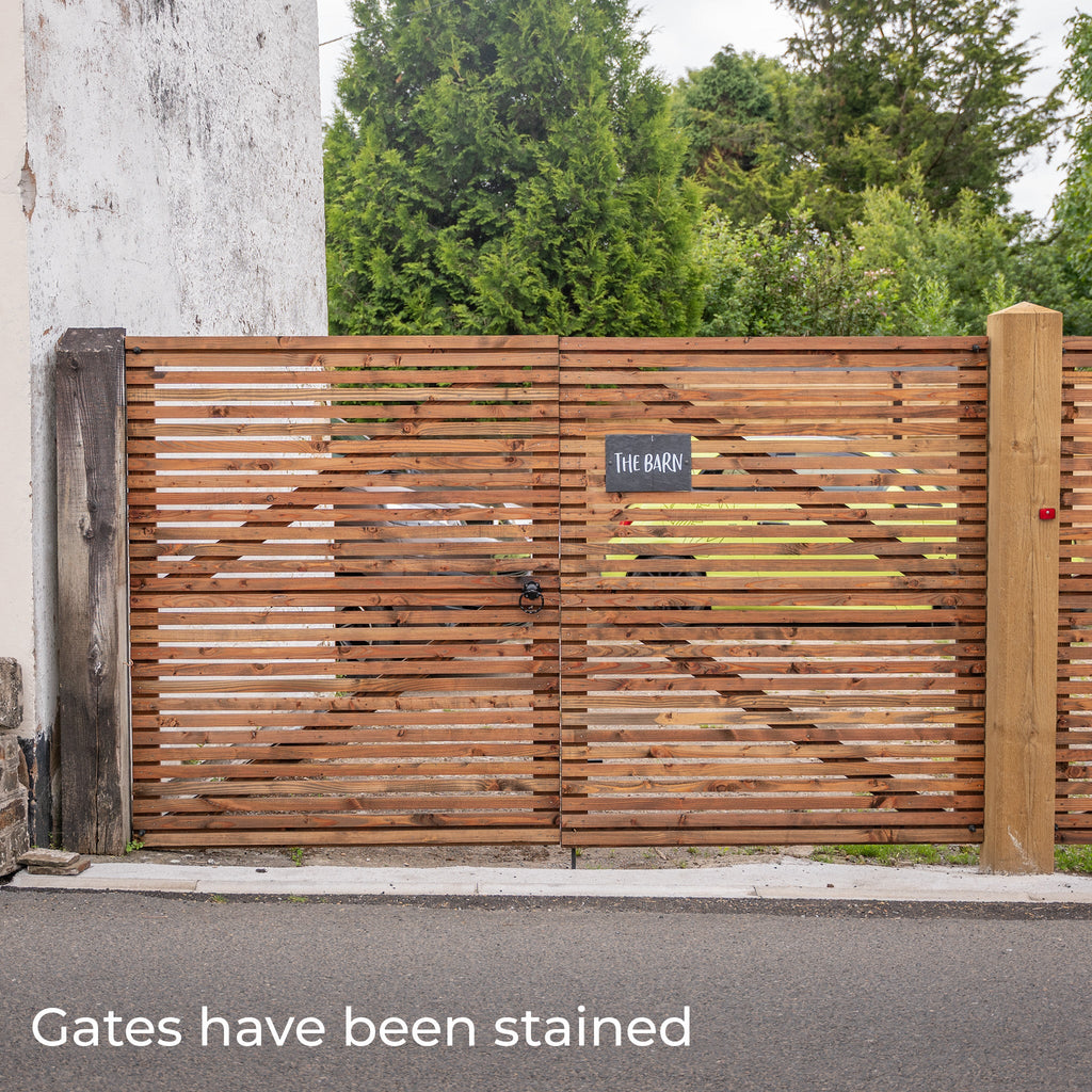 Larch Slatted Gates Pair