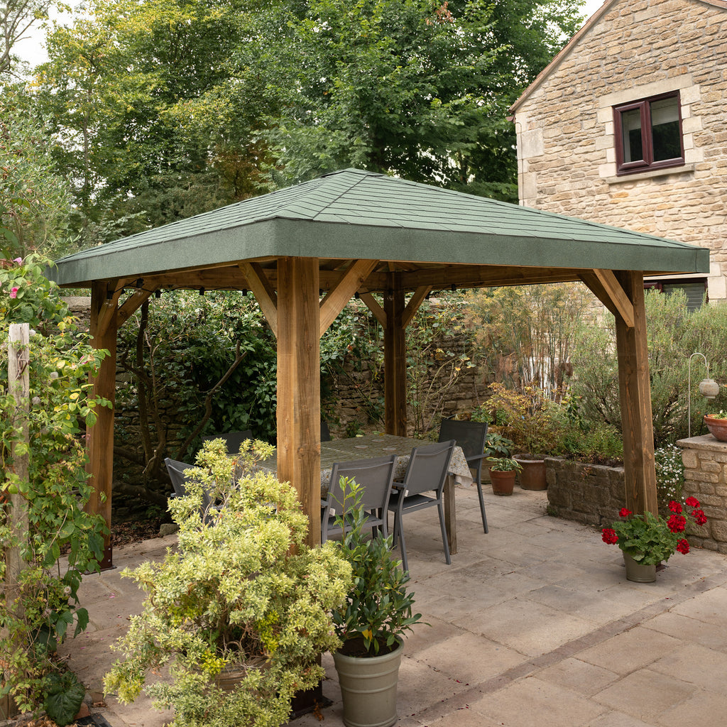 4 Pitch Katepal Green Shingle Roof Wooden Gazebo