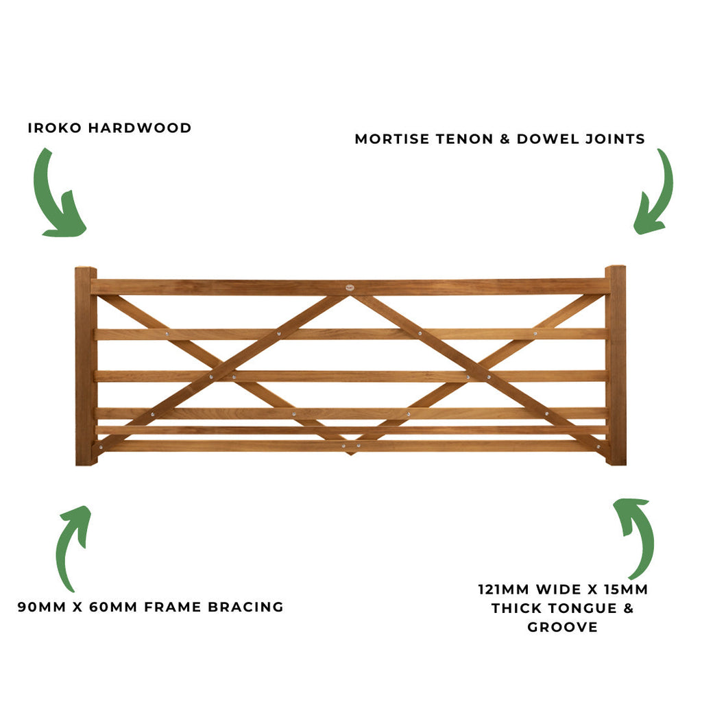 Iroko 6-Bar Driveway Gate