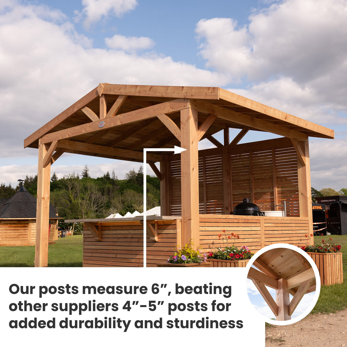 Lean-To Cedar Shingles Roof Planed British Larch Gazebo