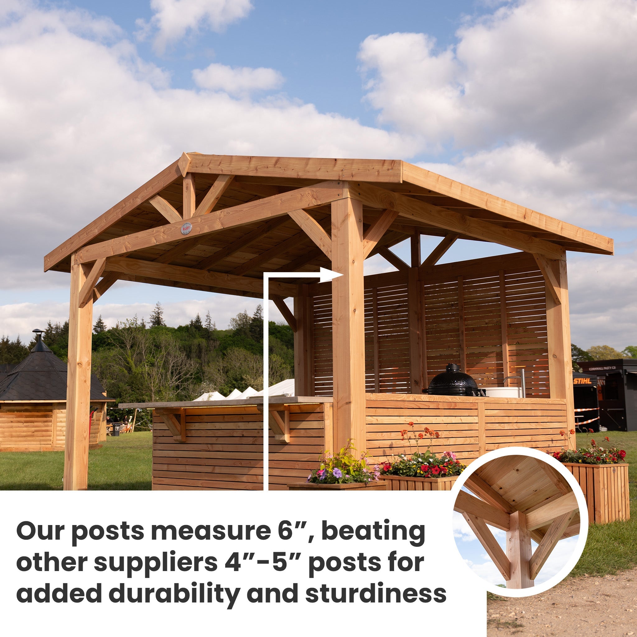 Lean-To Treated Featheredge Roof Planed British Larch Gazebo
