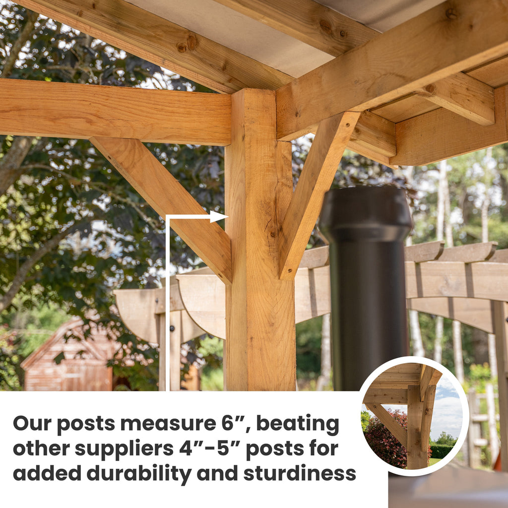 Lean-To Cedar Featheredge Roof Oak Hardwood Gazebo