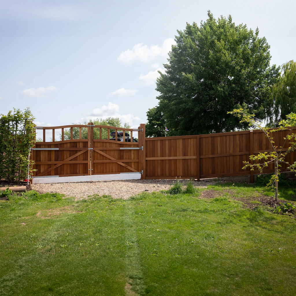 Iroko Swan Neck Cottage Driveway Gate Pair