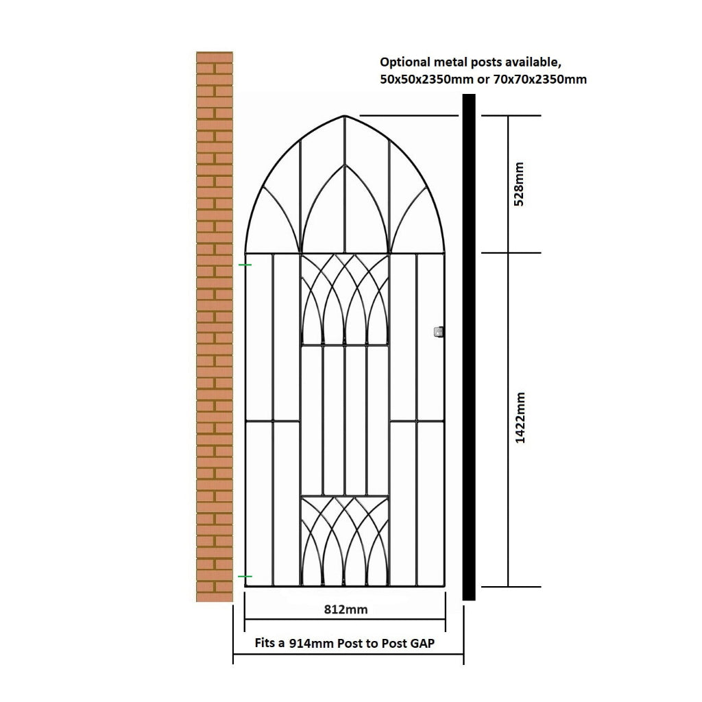 Altarnun Steel Bow Top Tall Garden Gate