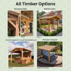 Lean-To Treated Featheredge Roof Planed British Larch Gazebo