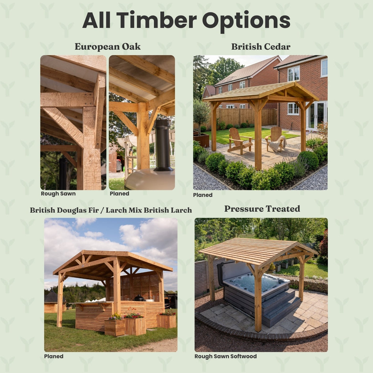 Lean-To Treated Featheredge Roof Planed British Larch Gazebo