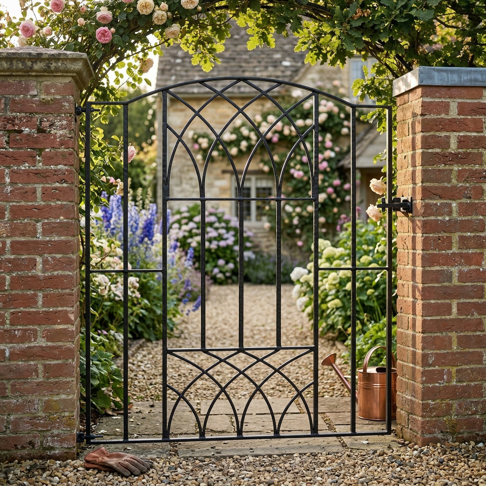 Altarnun Steel Stepped Bow Top Tall Garden Gate
