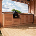 Outdoor Kitchen with Slatted Cabinets & Polished Concrete Worktop