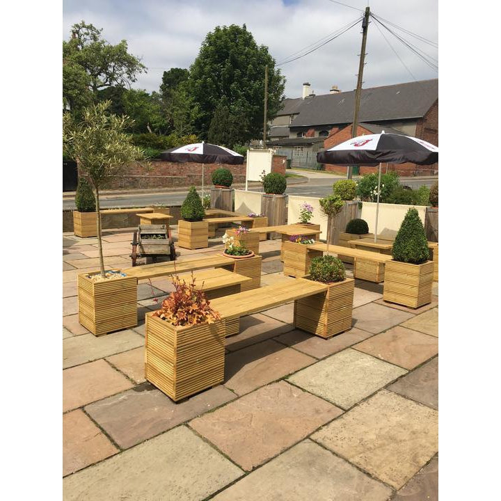 Square Decking Planters & Bench Combination