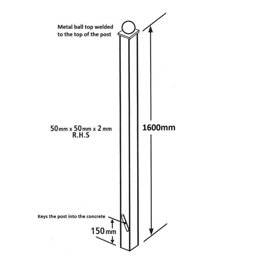 In Ground Ball Top Metal Fence Post
