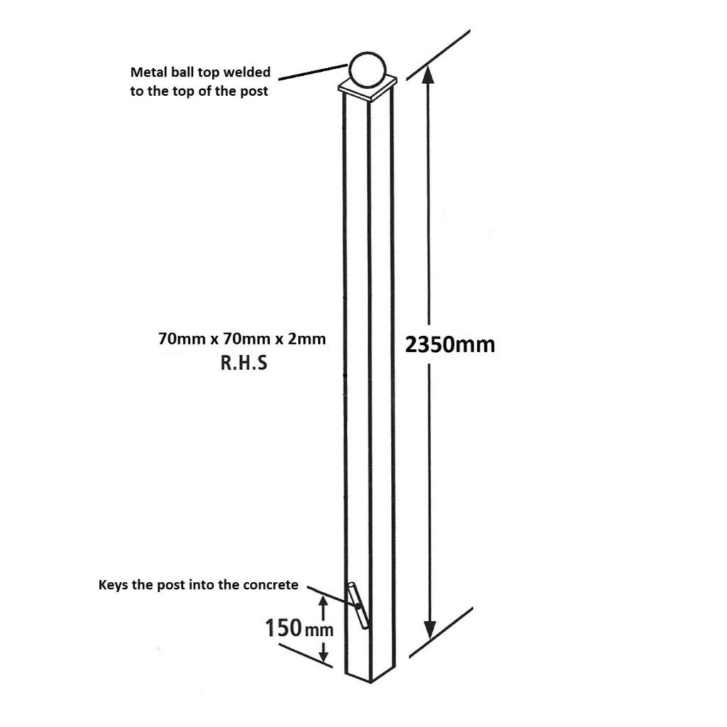 In Ground Flat Top Metal Fence Post (Hinge Side)