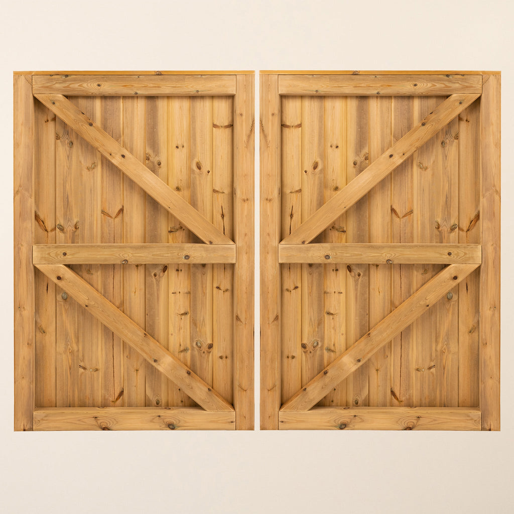 Clovelly Scandinavian Redwood Mortise & Tenon T&G Driveway Gate Pair