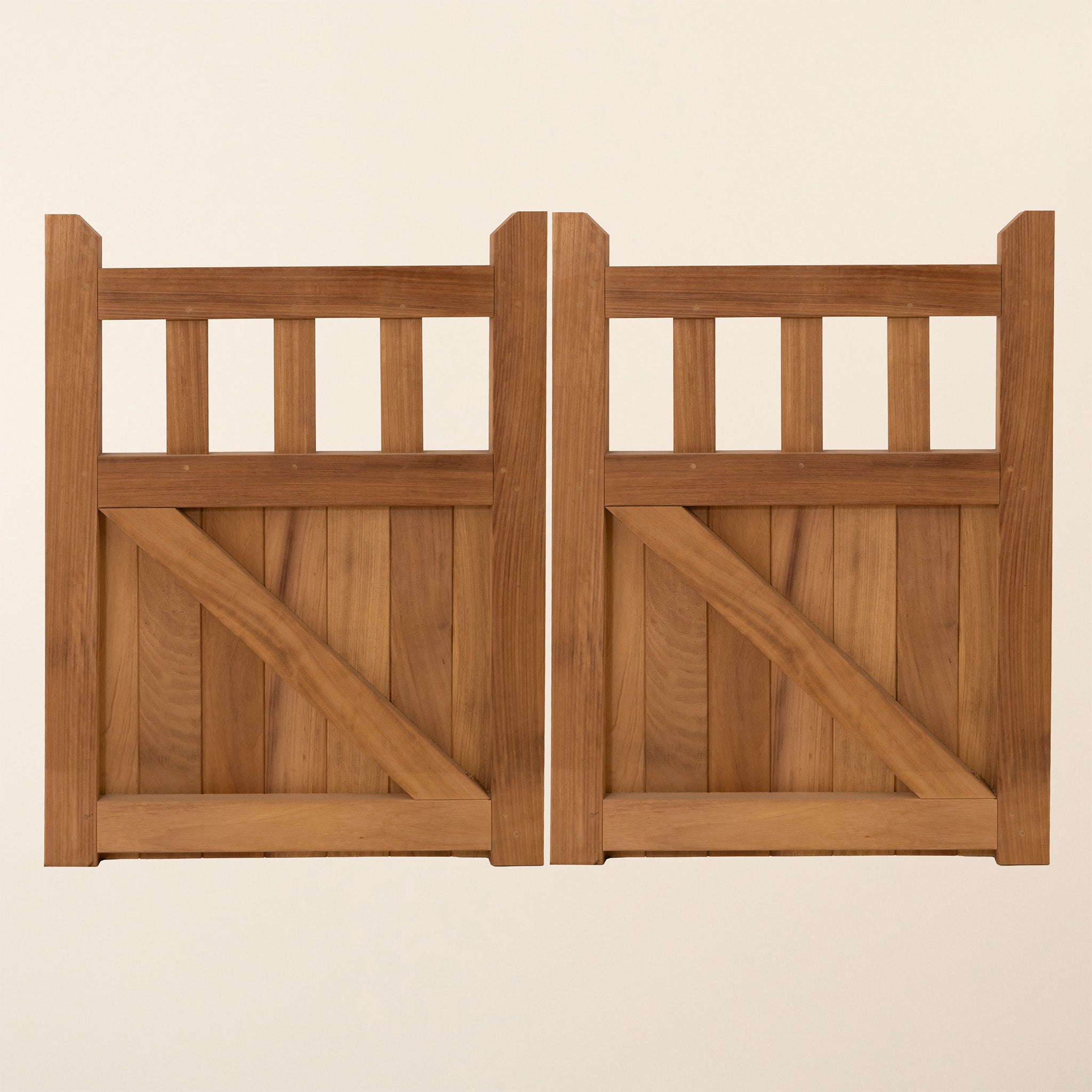 Iroko Cottage Mortise & Tenon Driveway Gate Pair