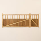 Cottage Scandinavian Redwood Mortise & Tenon 3/4 Split Driveway Gate Pair