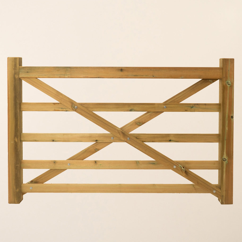 Planed Scandinavian Redwood 5-Bar Field/Driveway Gate