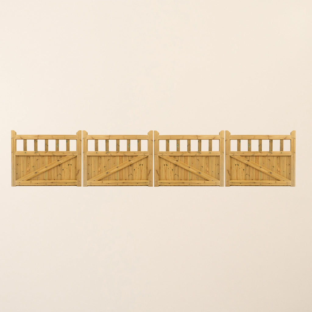Cottage Scandinavian Redwood Bifold 4-Leaf Driveway Gate