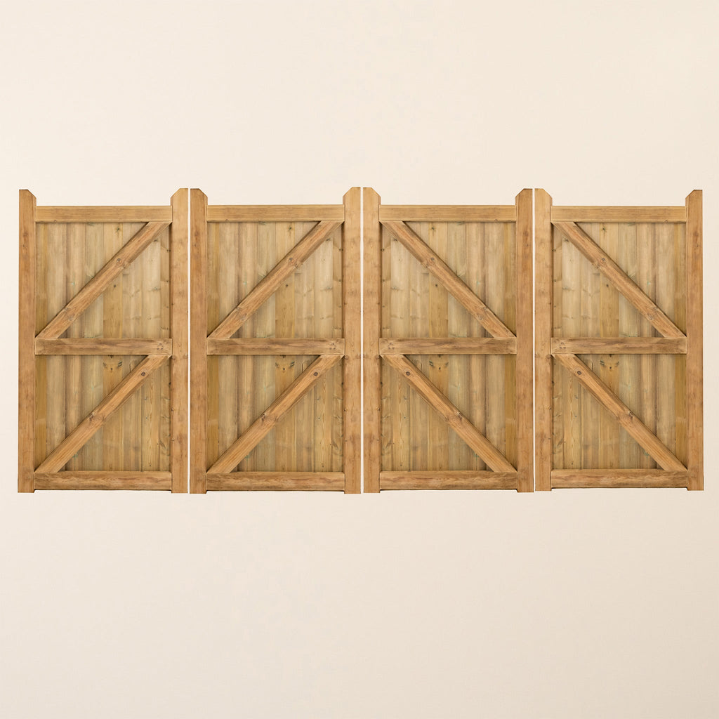 Highampton Scandinavian Redwood Bifold 4-Leaf Driveway Gate