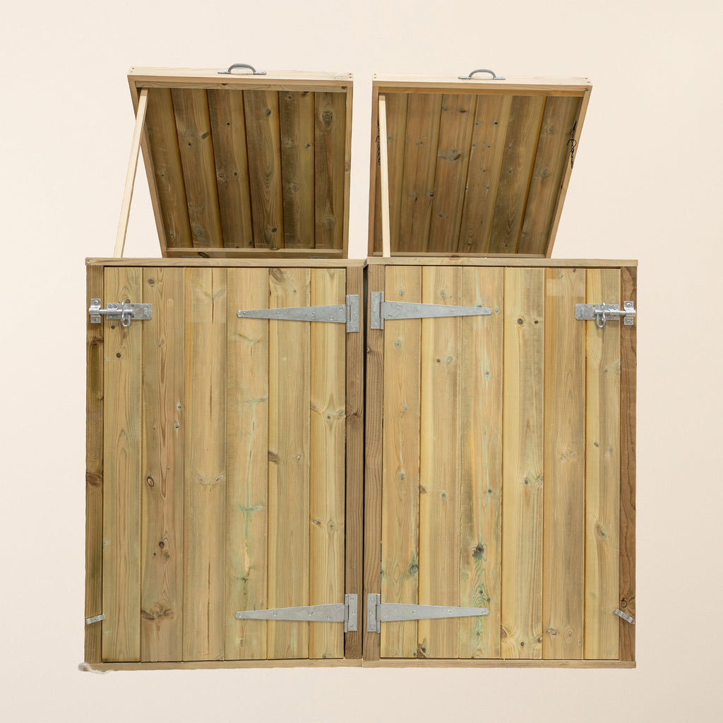 Scandinavian Redwood Wheelie Bin Box Storage Unit