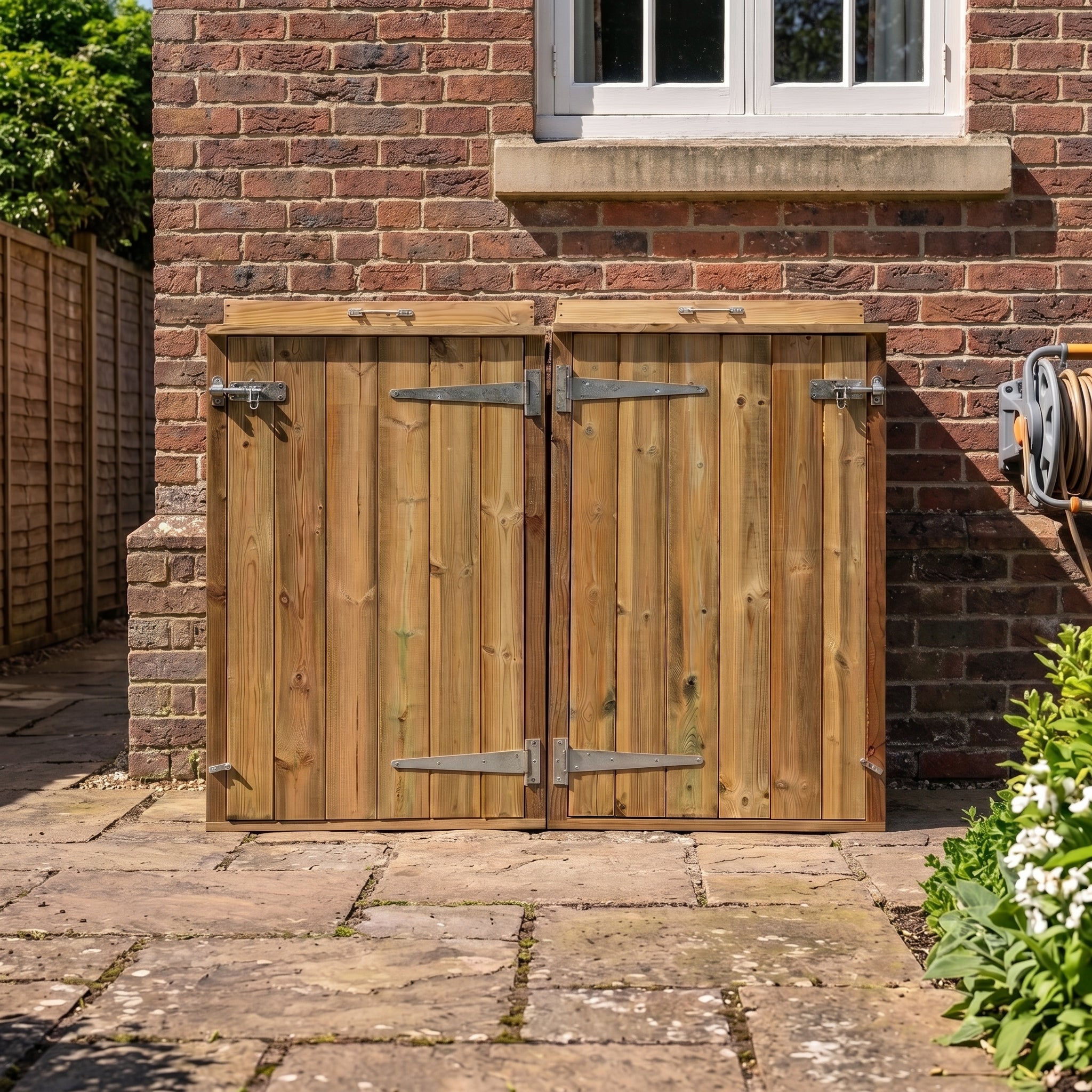Scandinavian Redwood Wheelie Bin Box Storage Unit