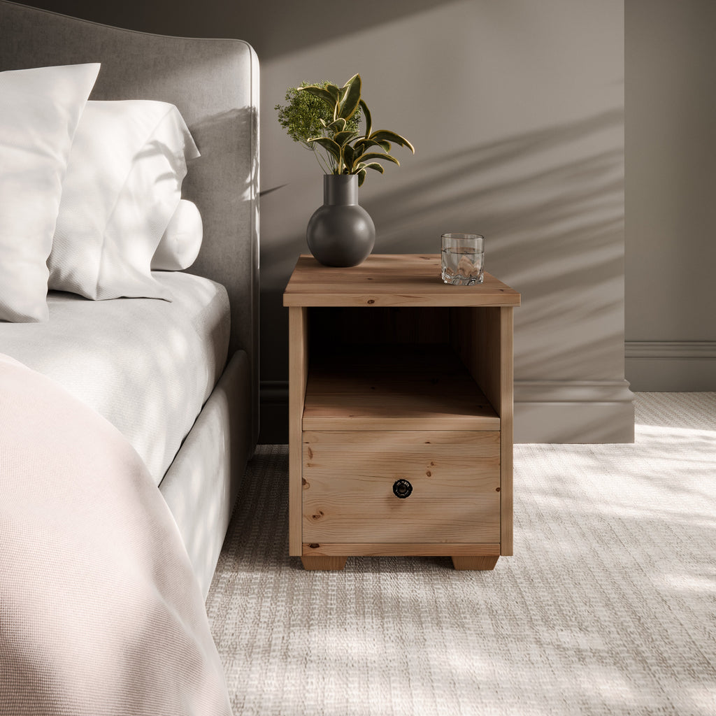 Brixham Scandinavian Pine Bedside Table