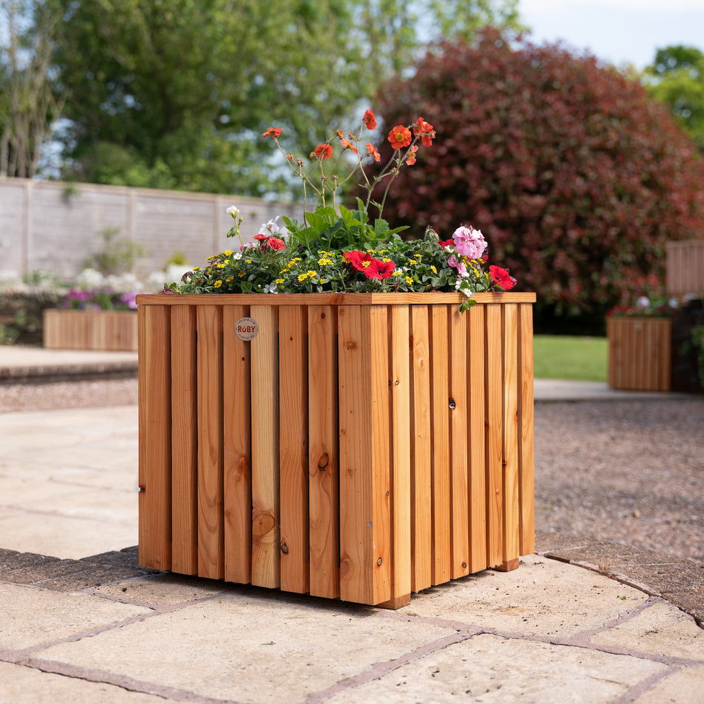 Premium Larch Vertical Slatted Panel Planter