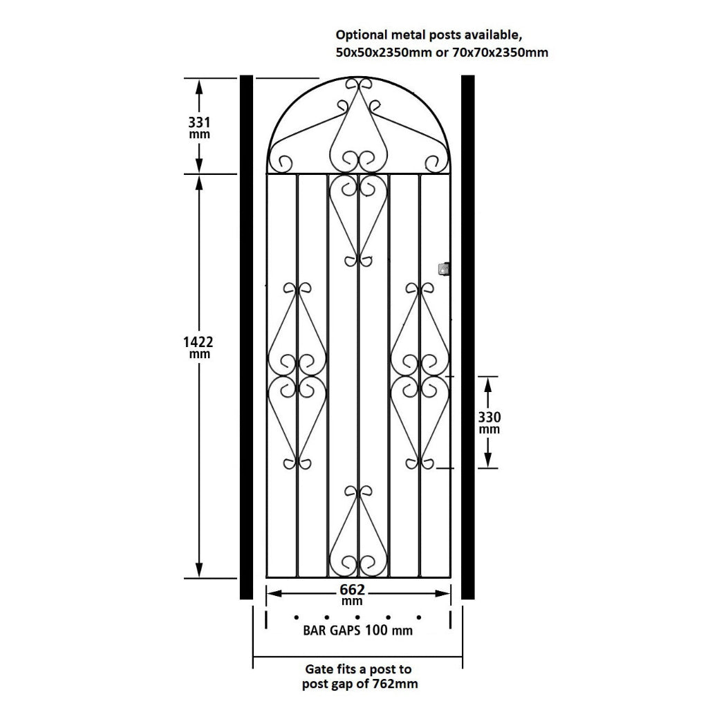Callington Steel Bow Top Tall Garden Gate