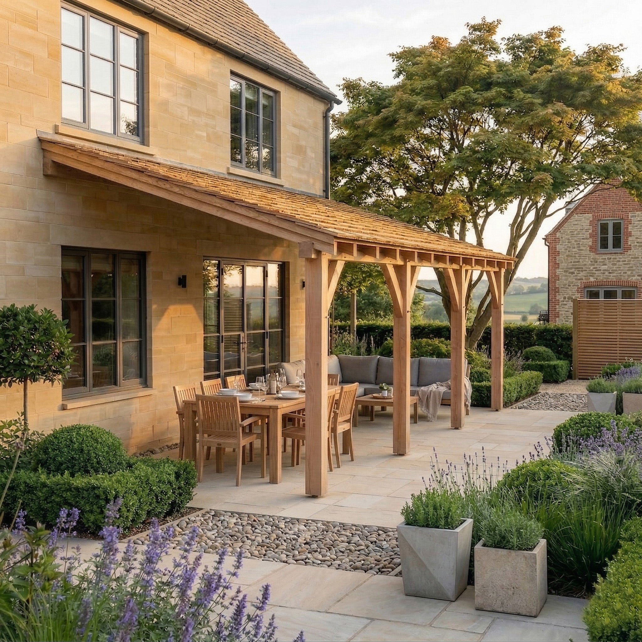Ruby Lean-To Cedar Featheredge Roof Planed British Larch Gazebo