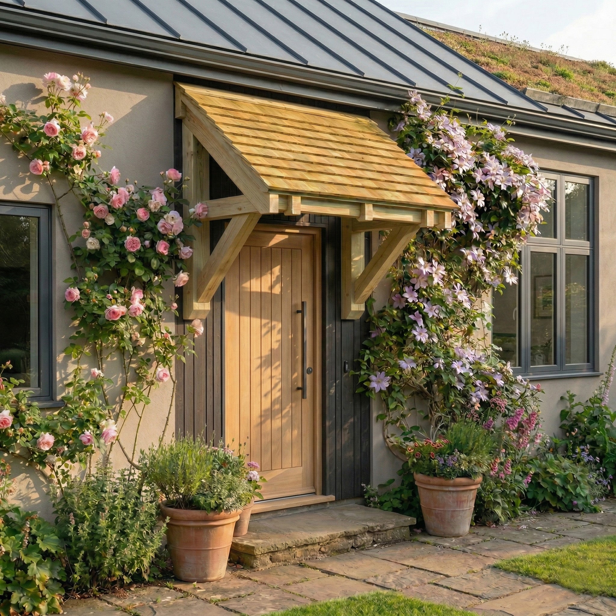 Pent Cedar Featheredge Roof Pressure-Treated Softwood Porch Canopy