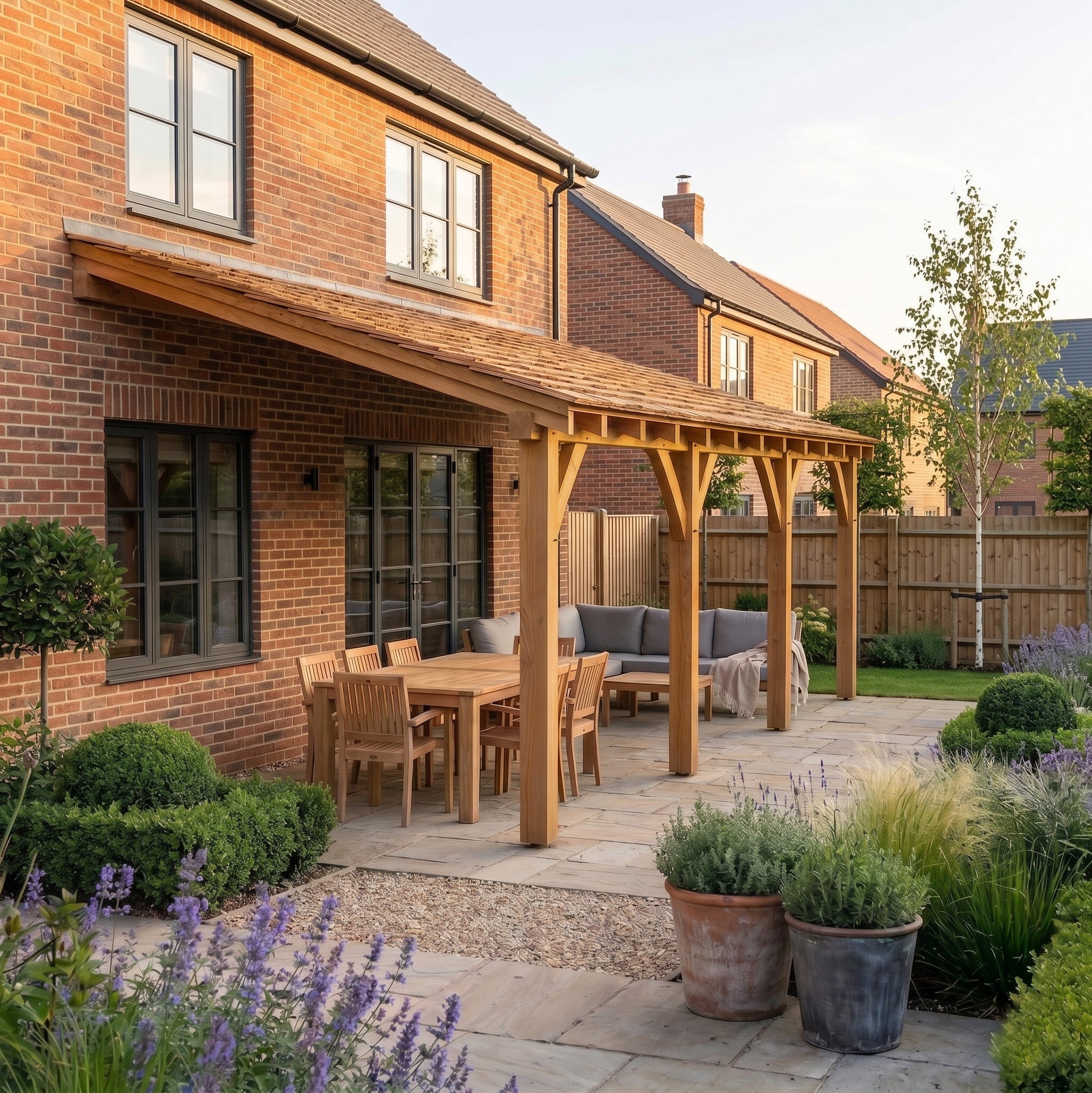 Lean-To Treated Featheredge Roof Planed British Cedar Gazebo
