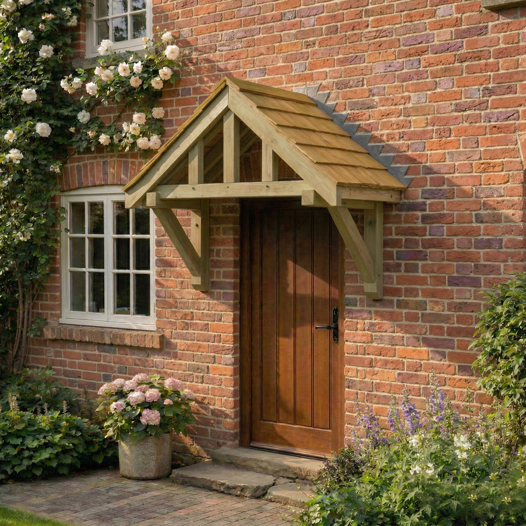 Apex Cedar Shingles Roof Pressure-Treated Softwood Porch Canopy
