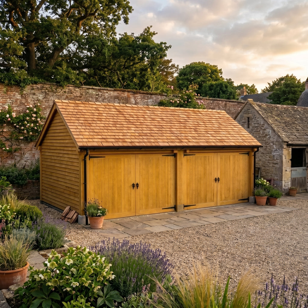 Larch Cedar Shingle Roof Garage