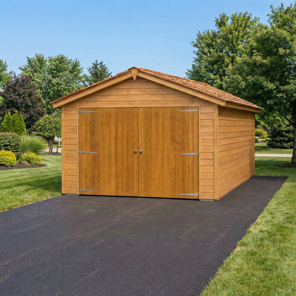 Cedar Shingle Roof Wooden Garage