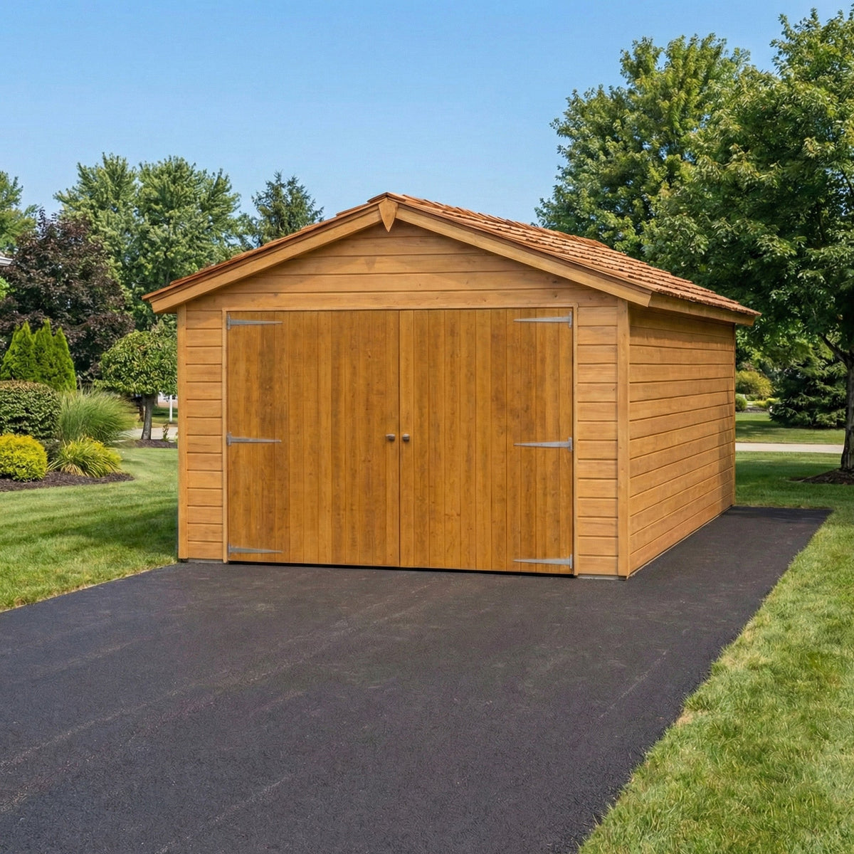 Cedar Shingle Roof Wooden Garage