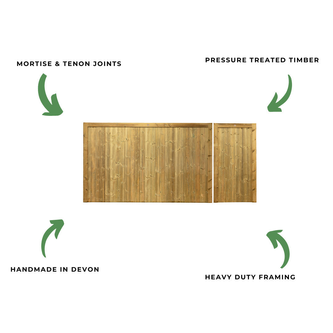 Croyde Scandinavian Redwood Mortise & Tenon 3/4 Split Driveway Gate Pair