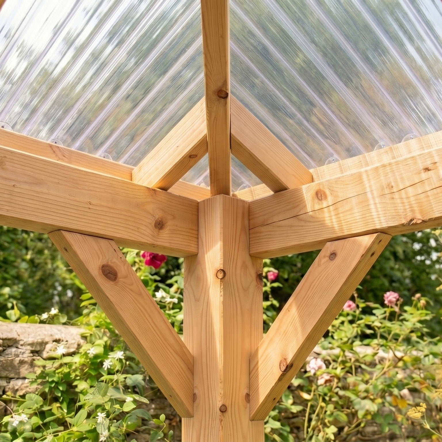 Ruby 4 Pitch Corrugated Clear Roof Wooden Gazebo