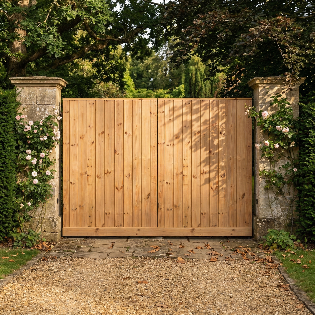 Clovelly Scandinavian Redwood Mortise & Tenon Sliding Driveway Gate