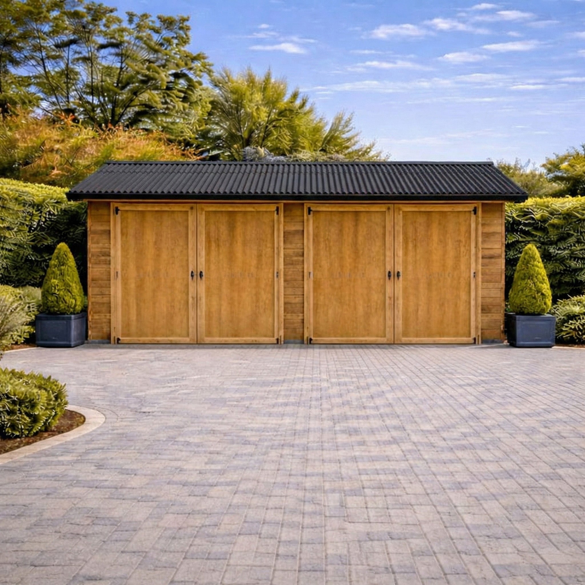 Corrugated Sheet Roof Wooden Garage