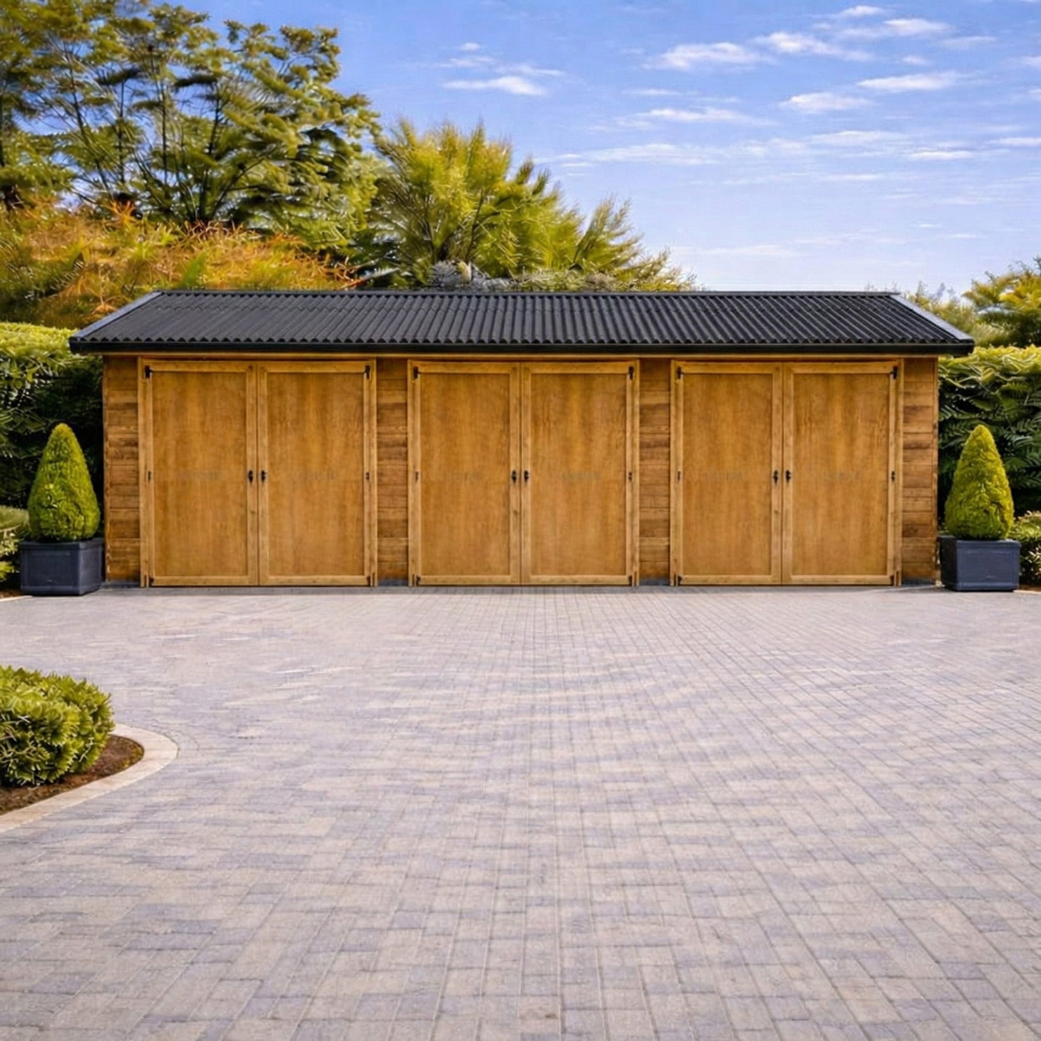 Corrugated Sheet Roof Wooden Garage