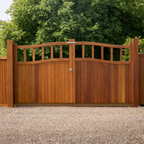 Iroko Swan Neck Cottage Driveway Gate Pair